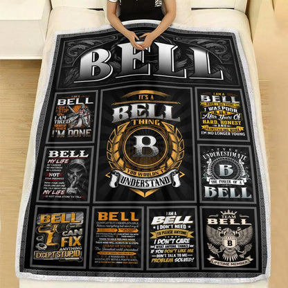 BELL Personalized Blanket | Custom Name Cozy Throw Gift 13K1-BK2