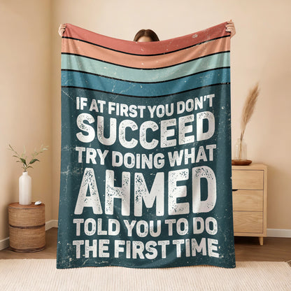 If At First You Don’t Succeed Retro Green Fleece Blanket AHMED 13K1 BK29