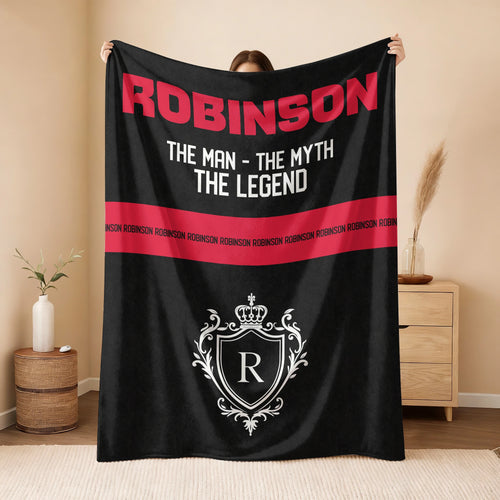 The Man The Myth The Legend Black Red Fleece Blanket ROBINSON 13K1 BK14