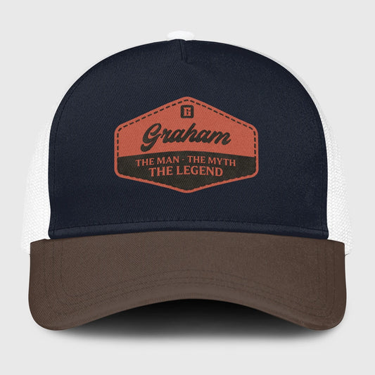 The Man The Myth The Legend Navy And Brown Mesh Cap GRAHAM 13K1 C188PF