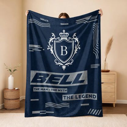 The Man The Myth The Legend Blue & Gray Fleece Blanket  BELL 13K1 BK08