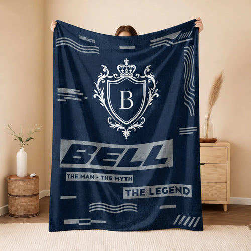 The Man The Myth The Legend Blue & Gray Fleece Blanket  BELL 13K1 BK08