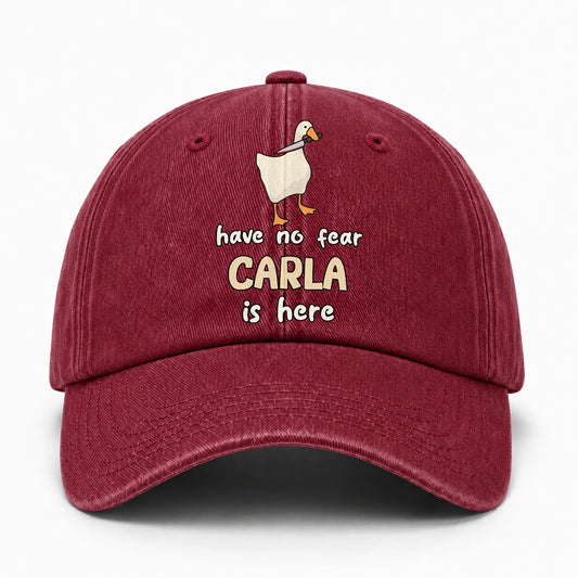 Have No Fear Your Name Is Here Funny Goose Burgundy Washed Cap CARLA 13K1 C127PF