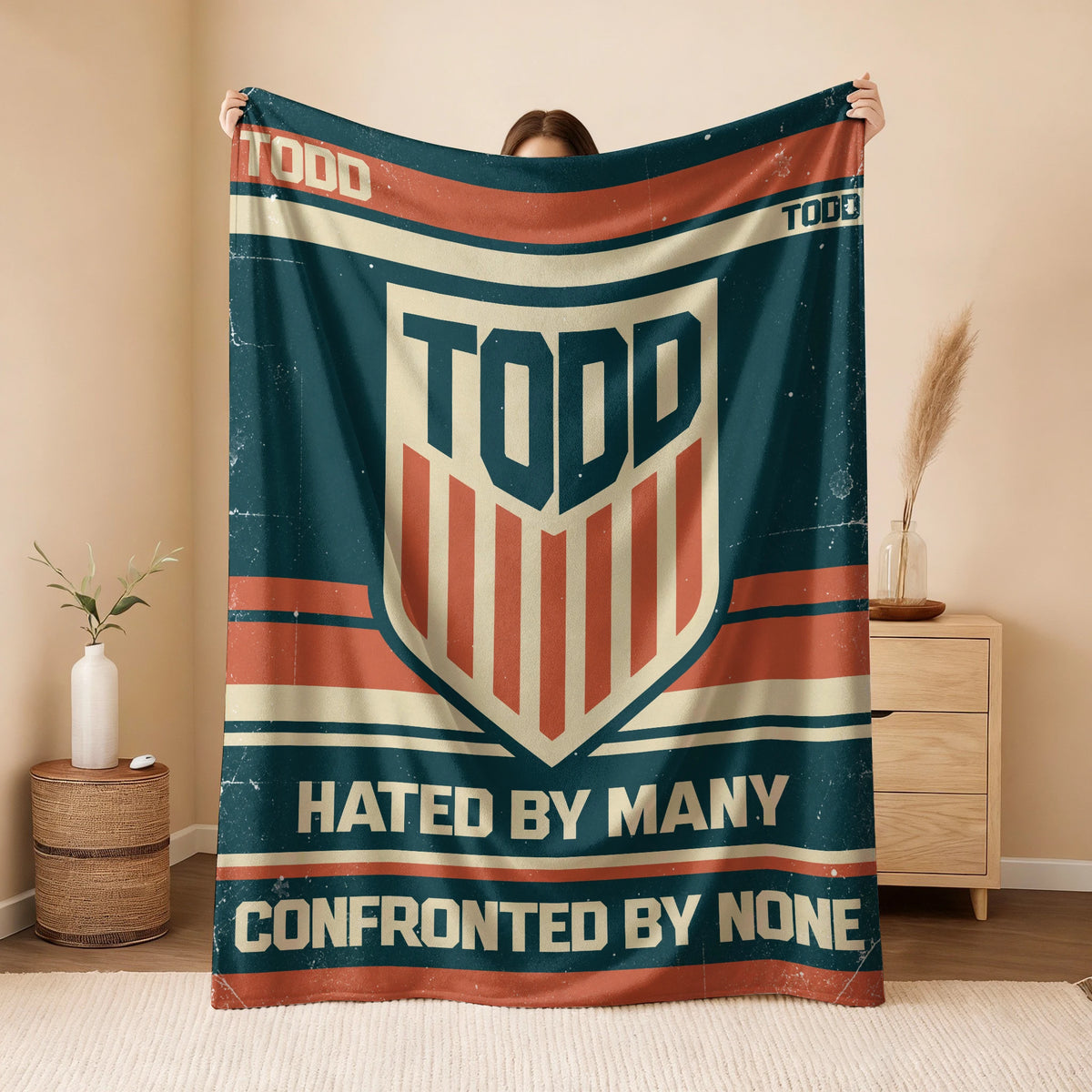 Hated By Many Confronted By None Retro Fleece Blanket TODD 13K1 BK58
