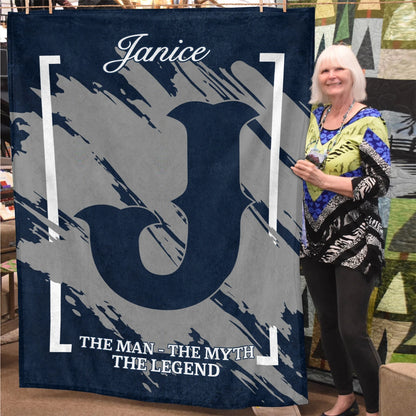 The Man The Myth The Legend Navy Baseball Fleece Blanket JANICE 13K1 BK17