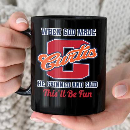 When God Made Your Name Personalized Baseball Mug CURTIS 13K1 MG07
