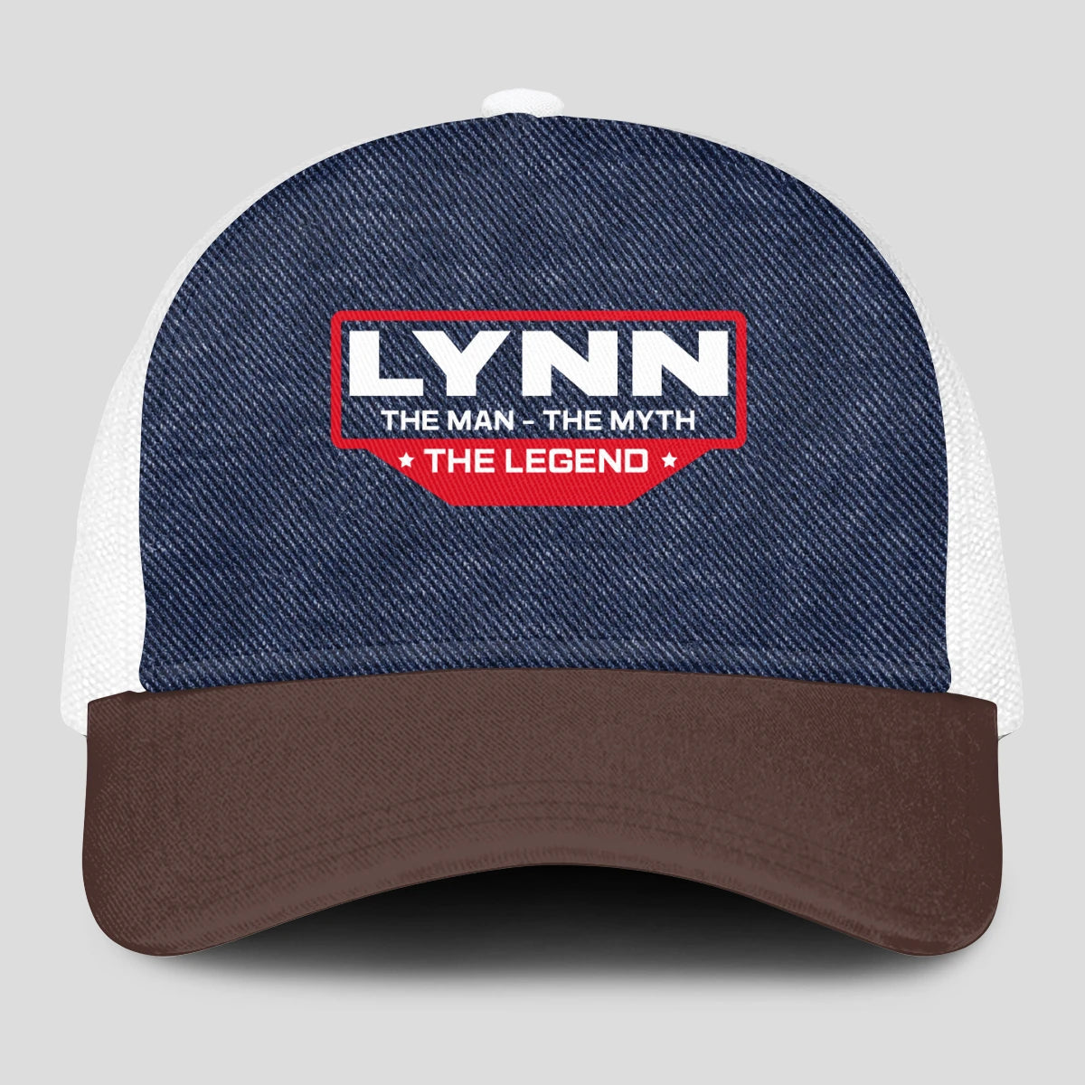 The Man The Myth The Legend Navy Brown And White Mesh Cap LYNN 13K1 C200PF