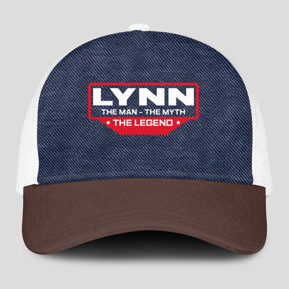 The Man The Myth The Legend Navy Brown And White Mesh Cap LYNN 13K1 C200PF