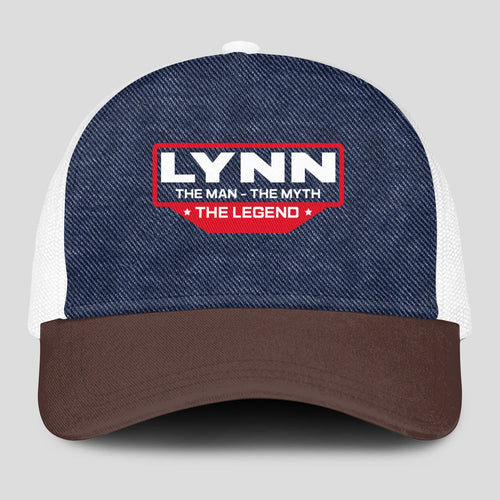 The Man The Myth The Legend Navy Brown And White Mesh Cap LYNN 13K1 C200PF
