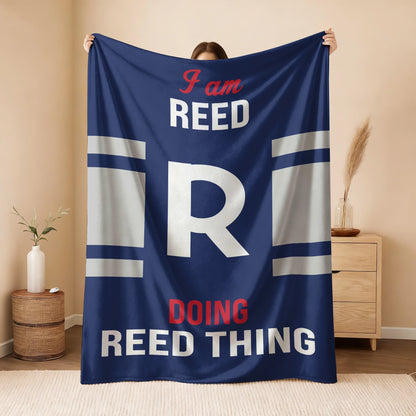 I'm Name Doing Name Things Navy Fleece Blanket REED 13K1 BK51