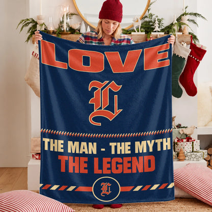The Man The Myth The Legend Retro Fleece Blanket LOVE 13K1 BK53
