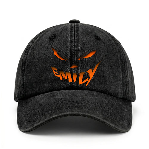 Your Name Jack O' Lantern Halloween Washed Cap EMILY 13K1 C100PF