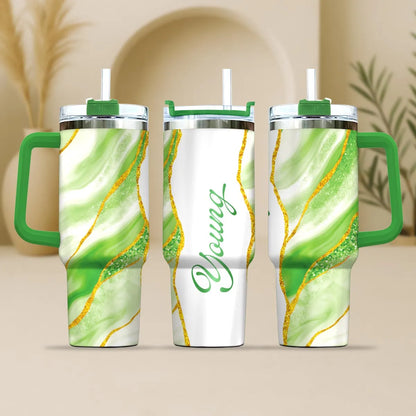 YOUNG 40oz Personalized Tumbler Cup with Straw | Custom Stainless Steel Mug 13K1-TB1