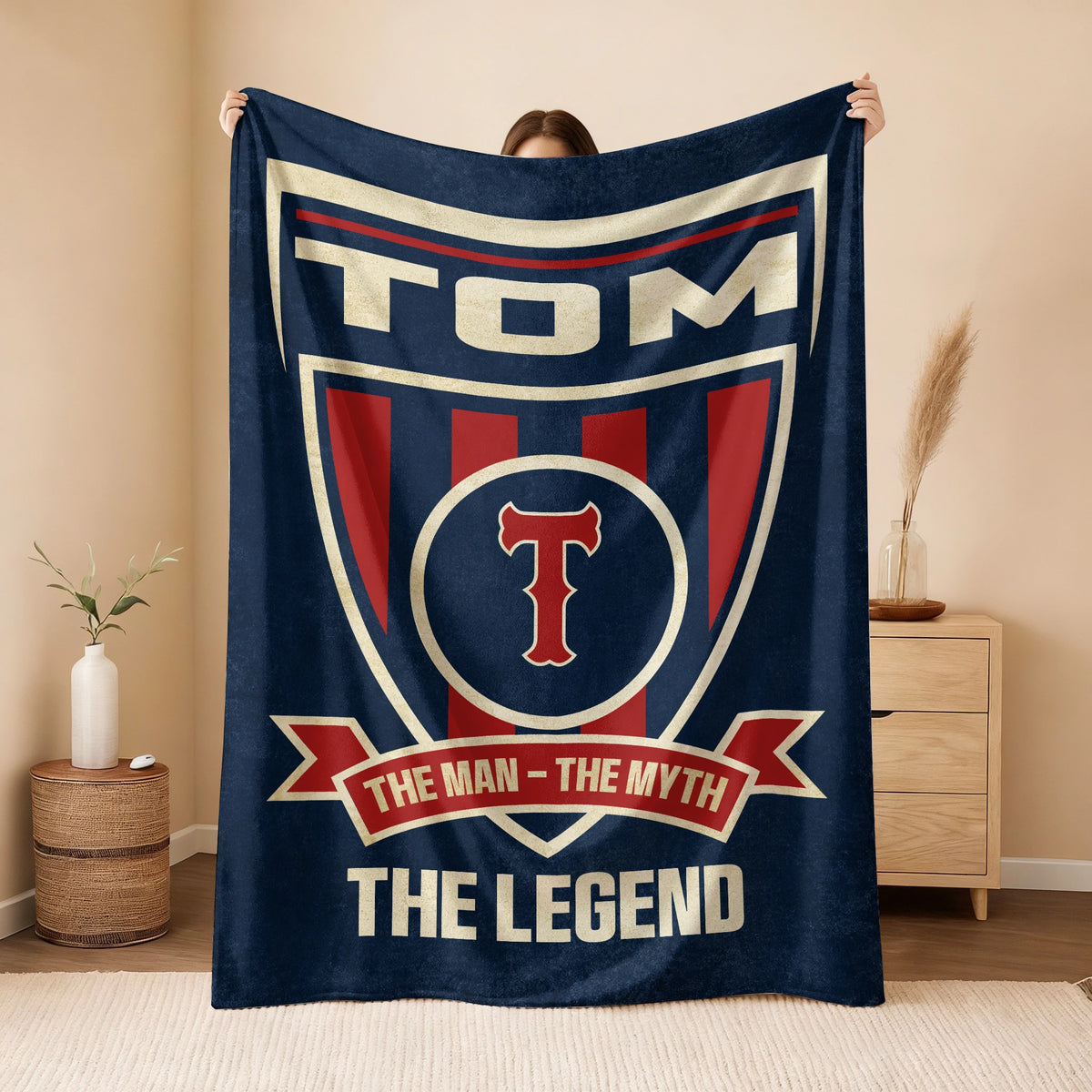 The Man The Myth The Legend Blue Burgundy Baseball Blanket TOM 13K1 BK18