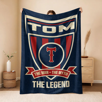 The Man The Myth The Legend Blue Burgundy Baseball Blanket TOM 13K1 BK18