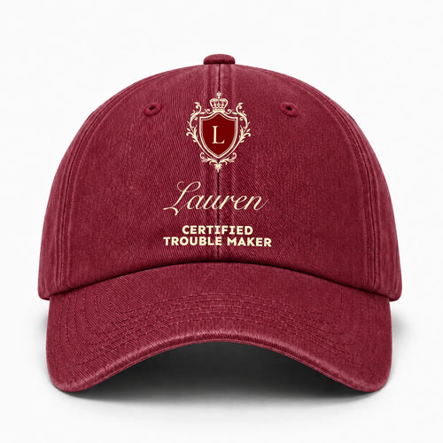 Certified Trouble Maker Royal Burgundy Washed Cap LAUREN 13K1 C139PF