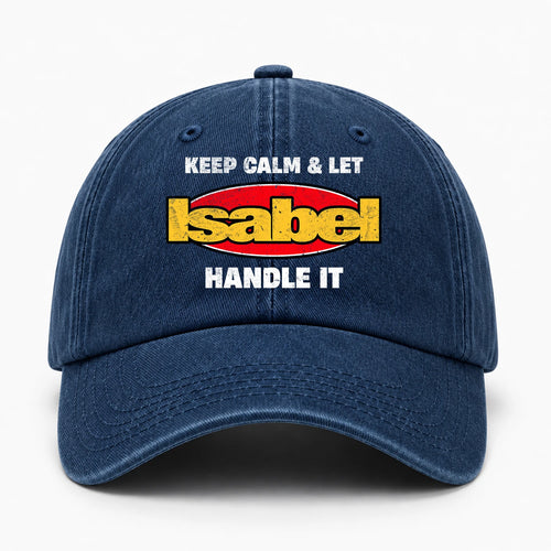 Keep Calm & Let Your Name Handle It Yellow And Red Logo Washed Cap ISABEL 13K1 C172PF