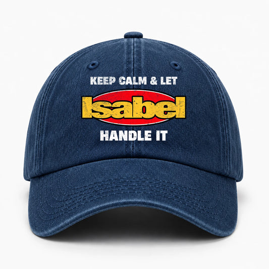 Keep Calm & Let Your Name Handle It Yellow And Red Logo Washed Cap ISABEL 13K1 C172PF