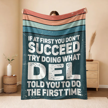 If At First You Don’t Succeed Retro Green Fleece Blanket DEL 13K1 BK29