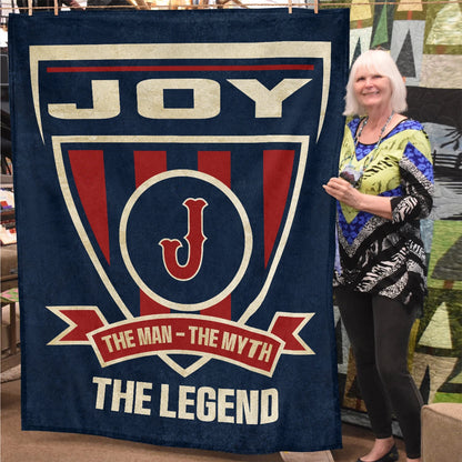 The Man The Myth The Legend Blue Burgundy Baseball Blanket JOY 13K1 BK18