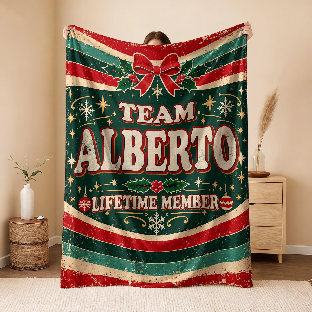 Team Your Name Lifetime Member Christmas Fleece Blanket ALBERTO 13K1 BK52