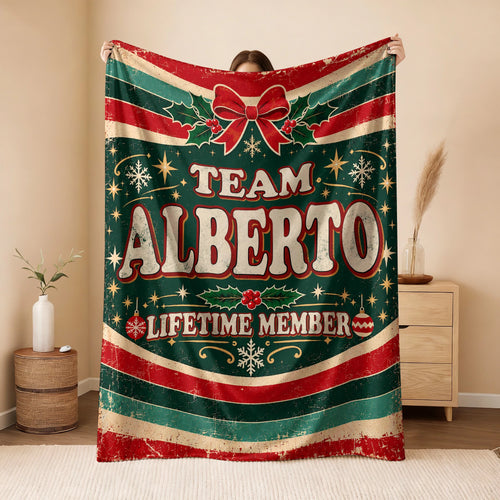 Team Your Name Lifetime Member Christmas Fleece Blanket ALBERTO 13K1 BK52