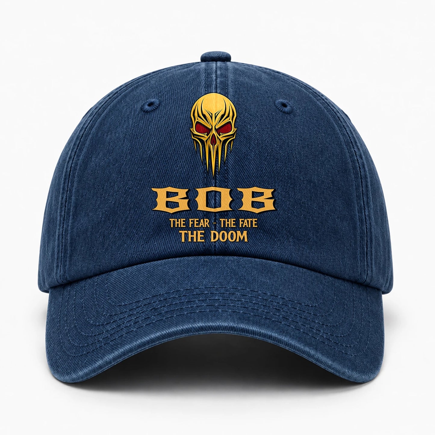 The Fear The Fate The Doom Skull Blue Washed Cap BOB 13K1 C97PF