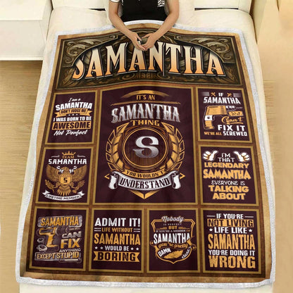 SAMANTHA Personalized Blanket | Custom Name Cozy Throw Gift 13K1-BK4