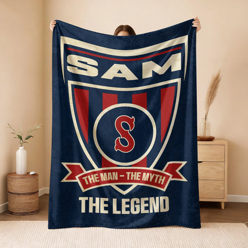 The Man The Myth The Legend Blue Burgundy Baseball Blanket SAM 13K1 BK18