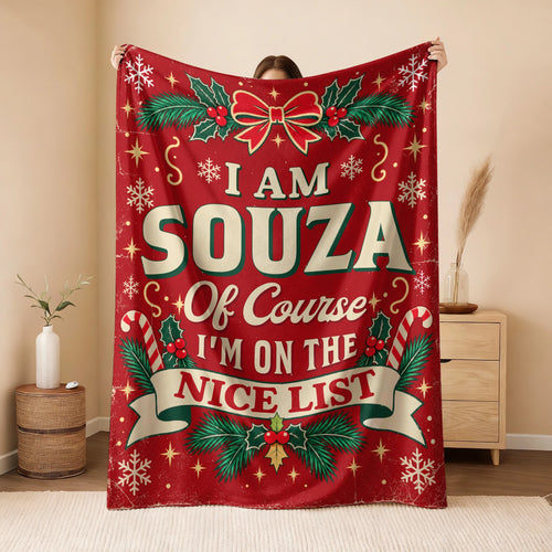 I'm Name Of Course I'm On The Nice List Christmas Fleece Blanket SOUZA 13K1 BK56
