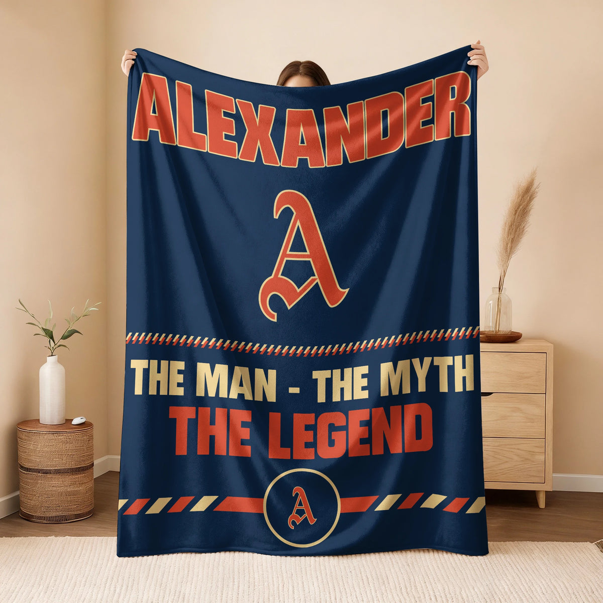 The Man The Myth The Legend Retro Fleece Blanket ALEXANDER 13K1 BK53