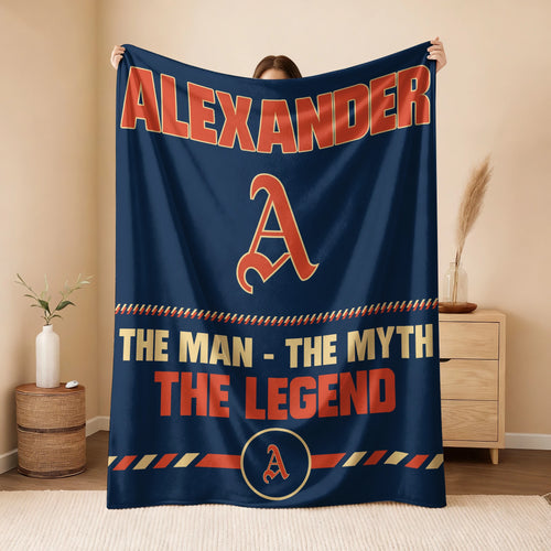 The Man The Myth The Legend Retro Fleece Blanket ALEXANDER 13K1 BK53