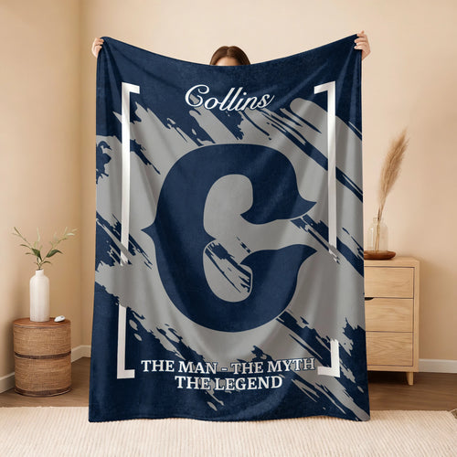 The Man The Myth The Legend Navy Baseball Fleece Blanket COLLINS 13K1 BK17