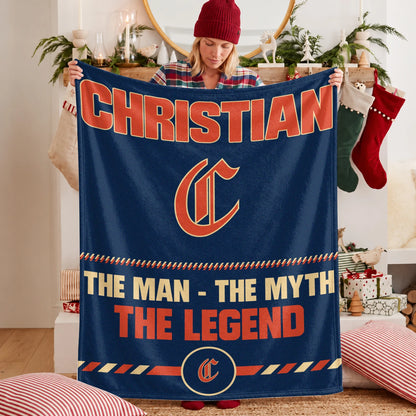 The Man The Myth The Legend Retro Fleece Blanket CHRISTIAN 13K1 BK53