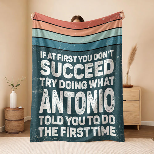 If At First You Don’t Succeed Retro Green Fleece Blanket ANTONIO 13K1 BK29