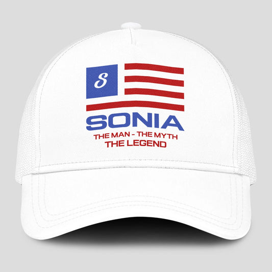 The Man The Myth The Legend America Flag Mesh Cap SONIA 13K1 C193PF