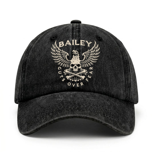 Your Name Guts Over Fear With Eagle And Skull Washed Cap BAILEY 13K1 C75PF