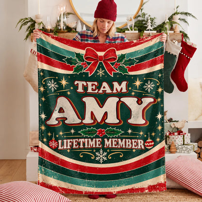 Team Your Name Lifetime Member Christmas Fleece Blanket AMY 13K1 BK52