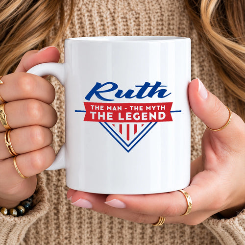 The Man The Myth The Legend Red And Blue Logo Mug RUTH 13K1 MG34