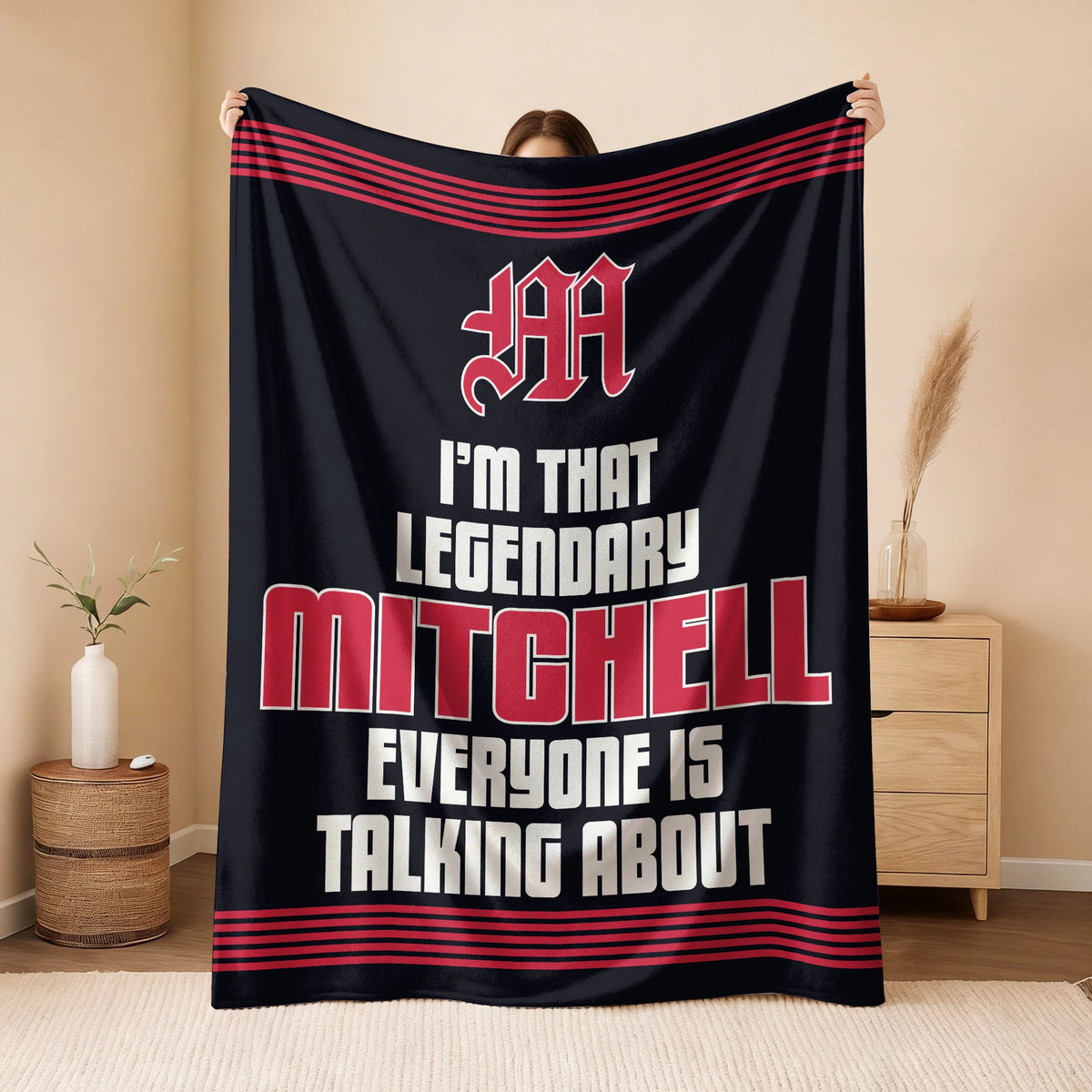 I'm That Legendary Name Dark Red Fleece Blanket MITCHELL 13K1 BK48