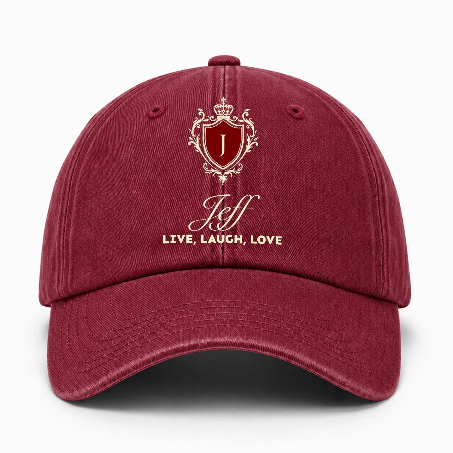 Live Laugh Love Elegant Burgundy Washed Cap JEFF 13K1 C89PF