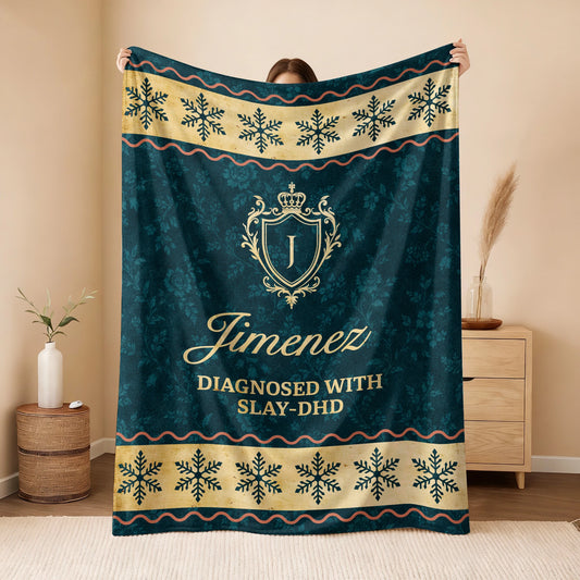 Diagnosed With Slay-DHD Vintage Sage Green Fleece Blanket JIMENEZ 13K1 BK38