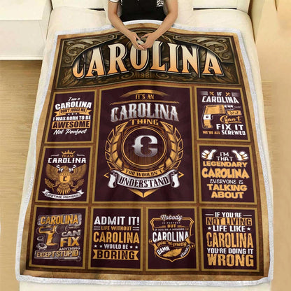 CAROLINA Personalized Blanket | Custom Name Cozy Throw Gift 13K1-BK4