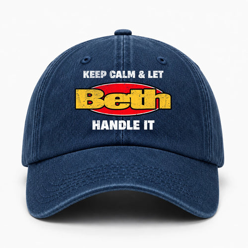 Keep Calm & Let Your Name Handle It Yellow And Red Logo Washed Cap BETH 13K1 C172PF