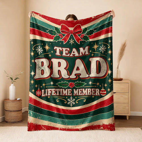 Team Your Name Lifetime Member Christmas Fleece Blanket BRAD 13K1 BK52