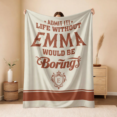Life Without Your Name Would Be Boring Cream Terracotta Blanket EMMA 13K1 BK24