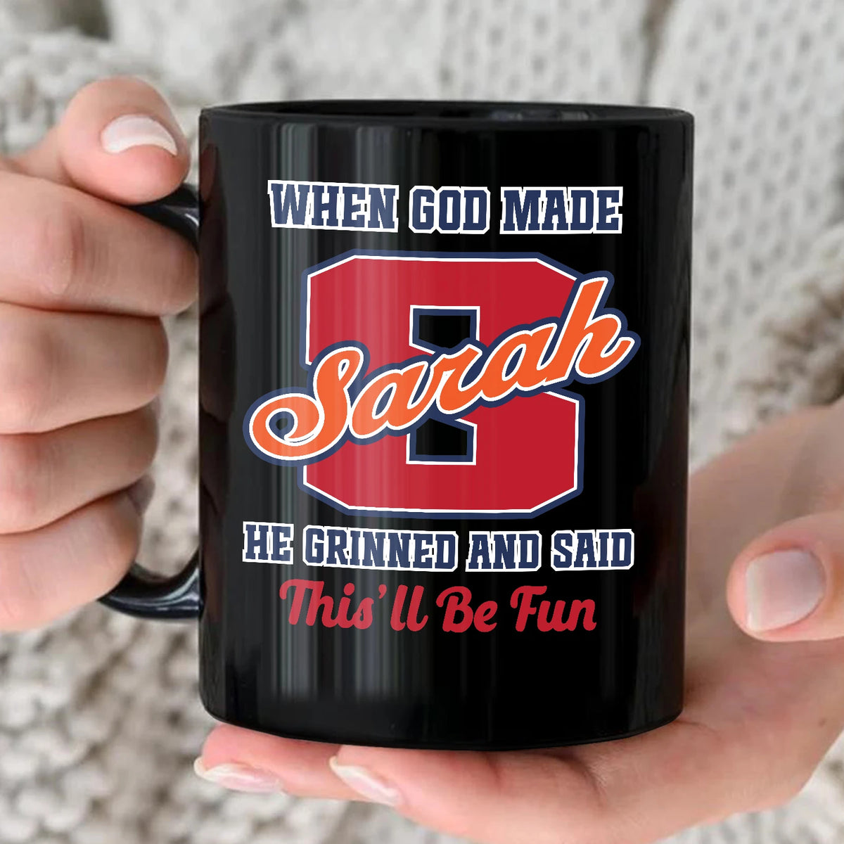 When God Made Your Name Personalized Baseball Mug SARAH 13K1 MG07