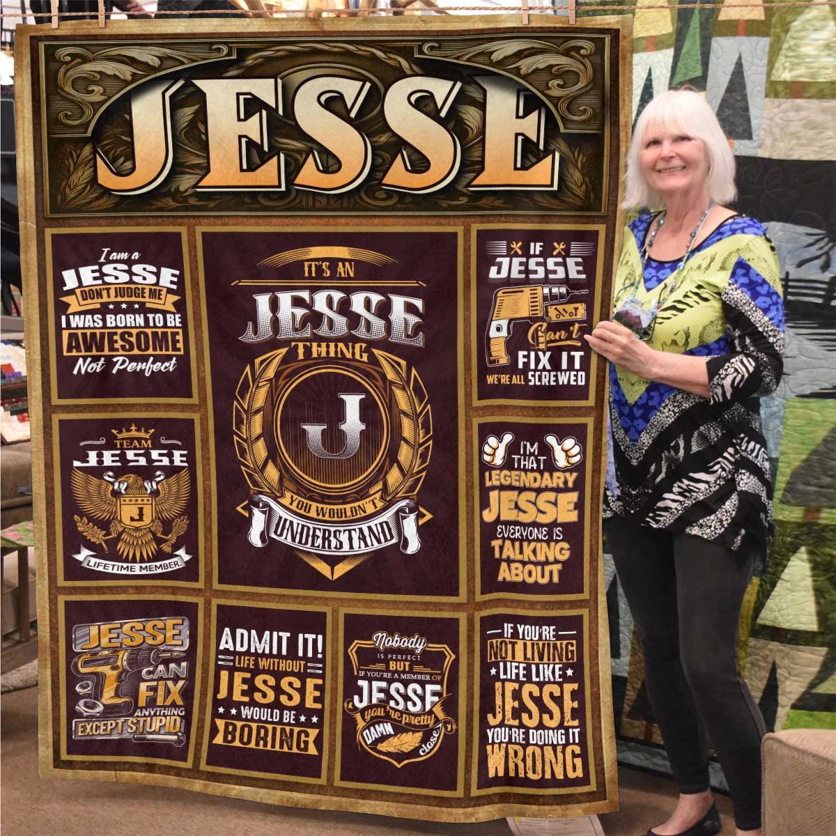 JESSE Personalized Blanket | Custom Name Cozy Throw Gift 13K1-BK4