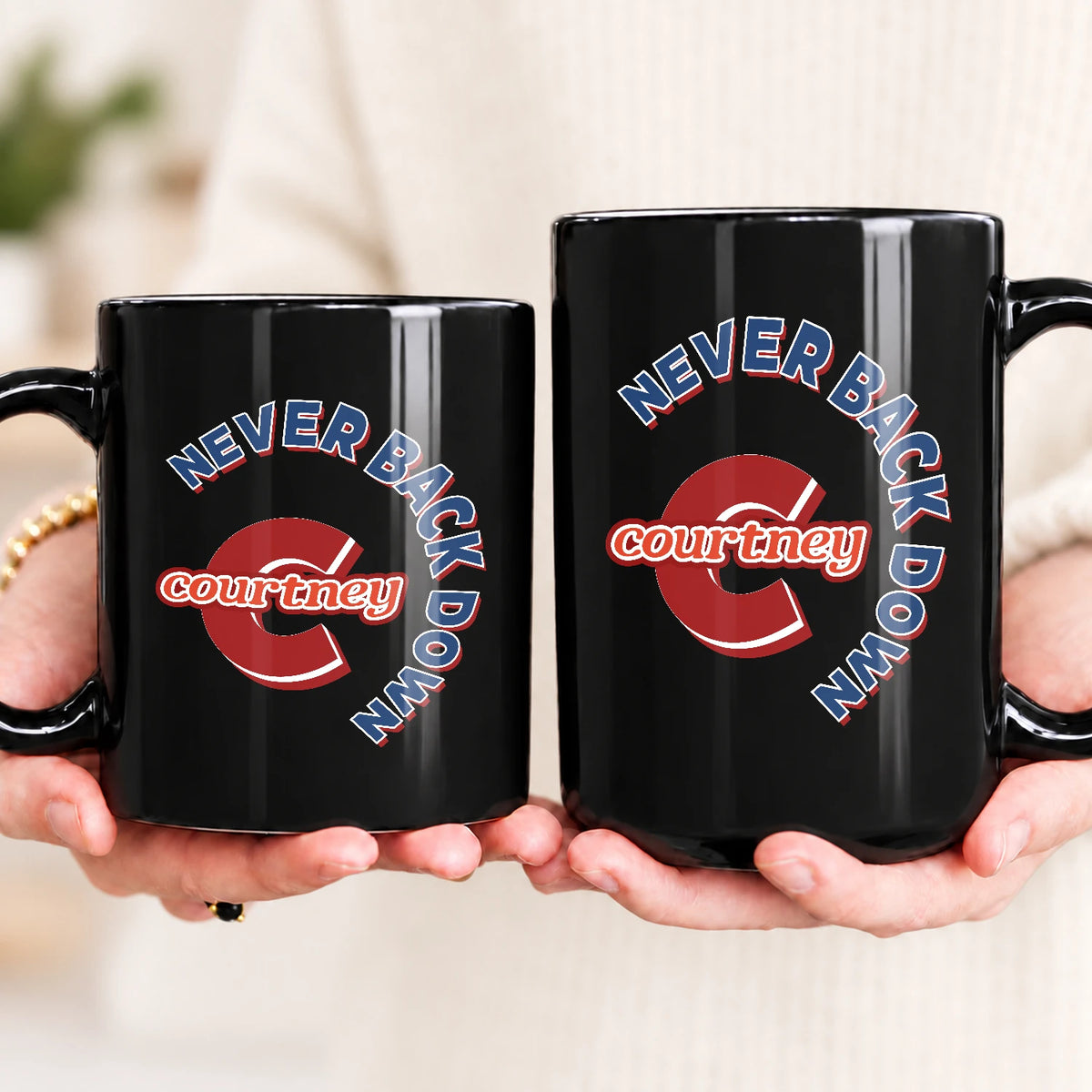Never Back Down Log With Your Name Mug COURTNEY 13K1 MG25
