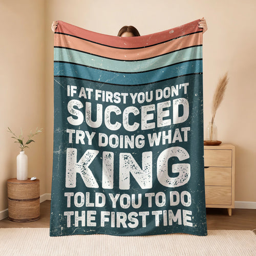 If At First You Don’t Succeed Retro Green Fleece Blanket KING 13K1 BK29